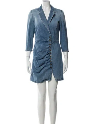 Pre-owned Retroféte V-neck Mini Dress In Blue
