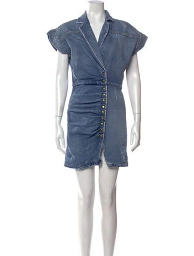 Pre-owned Retroféte V-neck Mini Dress In Blue