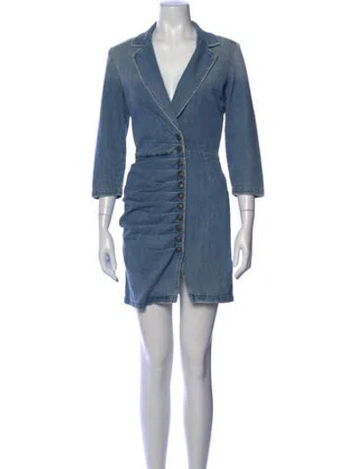 Pre-owned Retroféte V-neck Mini Dress In Blue