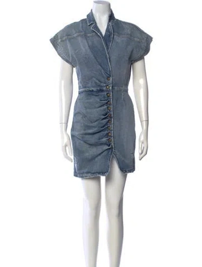 Pre-owned Retroféte V-neck Mini Dress In Blue