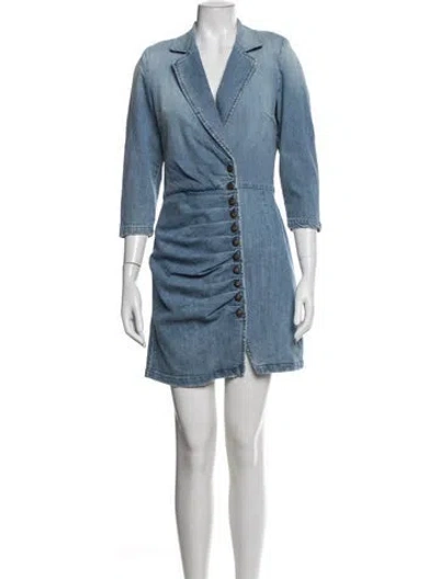 Pre-owned Retroféte V-neck Mini Dress In Blue