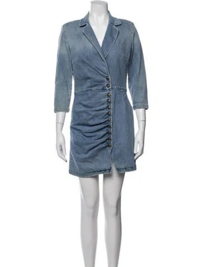 Pre-owned Retroféte V-neck Mini Dress In Blue