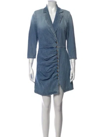 Pre-owned Retroféte V-neck Mini Dress In Blue