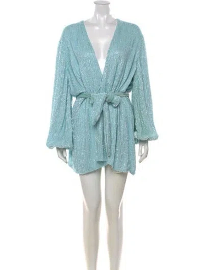 Pre-owned Retroféte V-neck Mini Dress In Blue