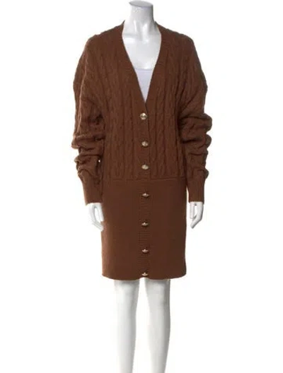 Pre-owned Retroféte V-neck Mini Dress In Brown
