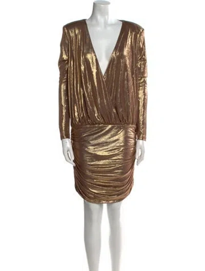 Pre-owned Retroféte V-neck Mini Dress In Brown