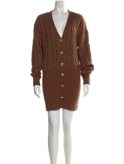 Pre-owned Retroféte V-neck Mini Dress In Brown