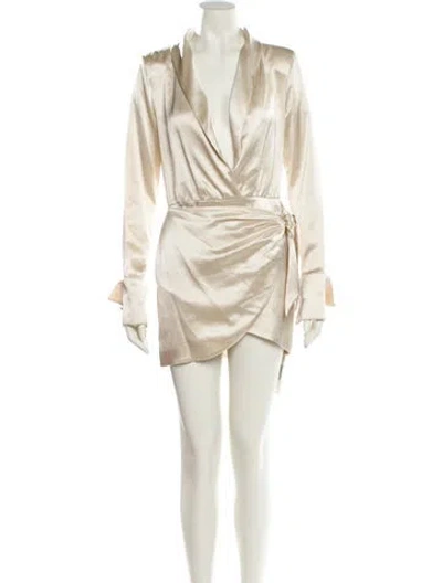 Pre-owned Retroféte V-neck Mini Dress In Gold