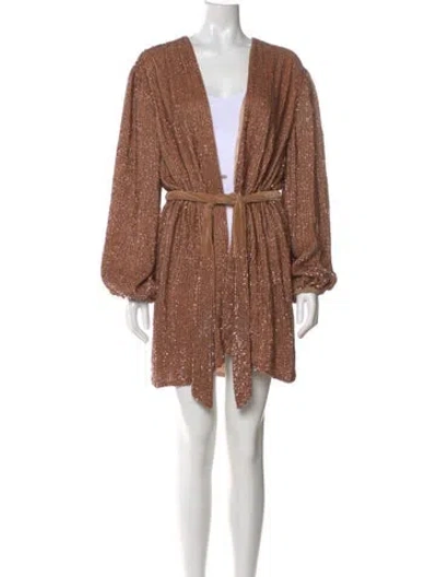 Pre-owned Retroféte V-neck Mini Dress In Gold