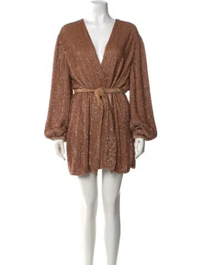 Pre-owned Retroféte V-neck Mini Dress In Gold