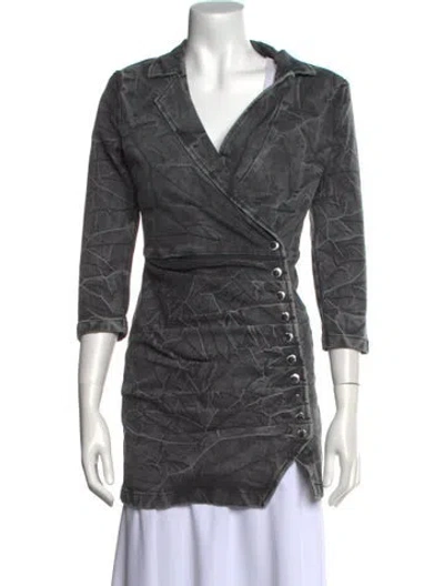 Pre-owned Retroféte V-neck Mini Dress In Gray