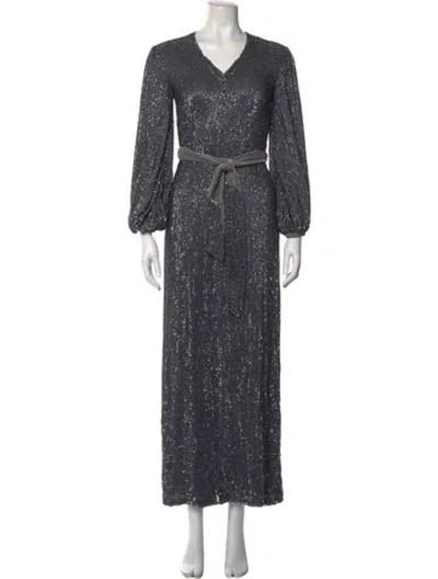 Pre-owned Retroféte V-neck Mini Dress In Gray