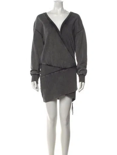 Pre-owned Retroféte V-neck Mini Dress In Gray