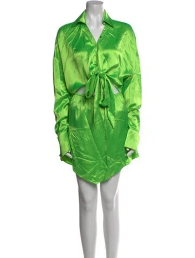 Pre-owned Retroféte V-neck Mini Dress In Green