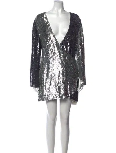 Pre-owned Retroféte V-neck Mini Dress In Metallic