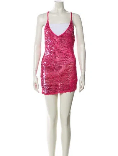 Pre-owned Retroféte V-neck Mini Dress In Multi