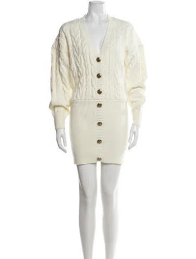 Pre-owned Retroféte V-neck Mini Dress In Neutral