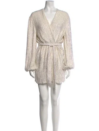 Pre-owned Retroféte V-neck Mini Dress In Neutral
