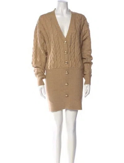 Pre-owned Retroféte V-neck Mini Dress In Neutral