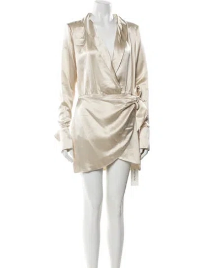 Pre-owned Retroféte V-neck Mini Dress In Neutral