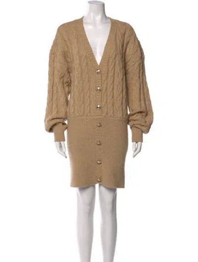 Pre-owned Retroféte V-neck Mini Dress In Neutral