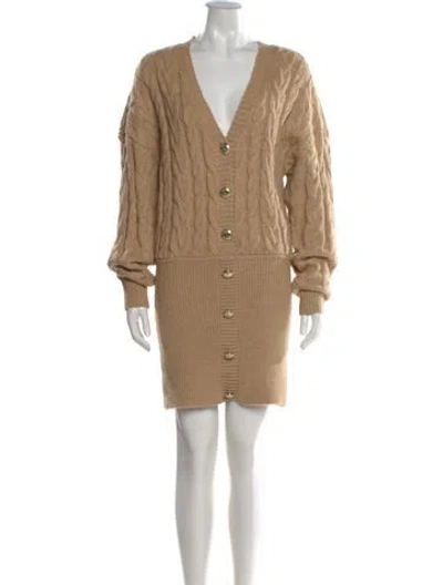 Pre-owned Retroféte V-neck Mini Dress In Neutral