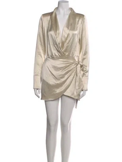Pre-owned Retroféte V-neck Mini Dress In Neutral