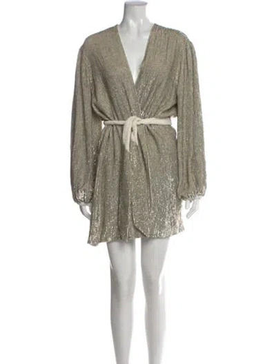 Pre-owned Retroféte V-neck Mini Dress In Neutral