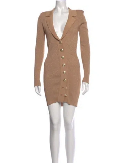 Pre-owned Retroféte V-neck Mini Dress In Neutral