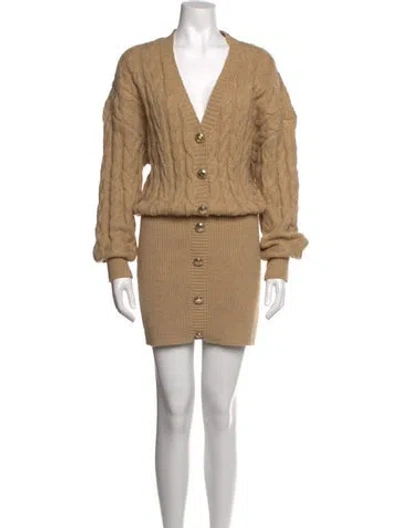 Pre-owned Retroféte V-neck Mini Dress In Neutrals