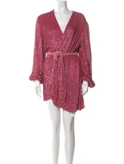 Pre-owned Retroféte V-neck Mini Dress In Pink