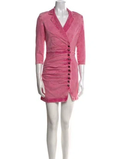 Pre-owned Retroféte V-neck Mini Dress In Pink