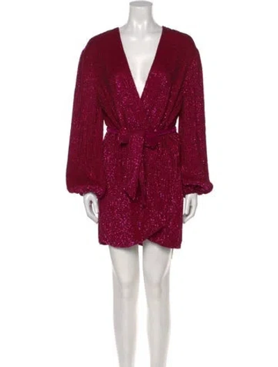 Pre-owned Retroféte V-neck Mini Dress In Pink