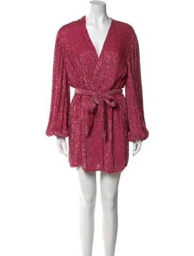 Pre-owned Retroféte V-neck Mini Dress In Pink