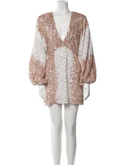 Pre-owned Retroféte V-neck Mini Dress In Pink