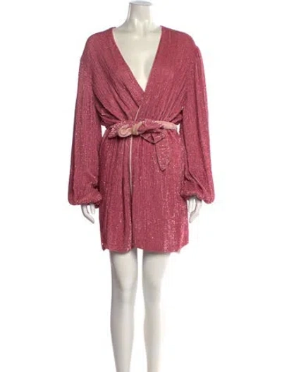 Pre-owned Retroféte V-neck Mini Dress In Pink