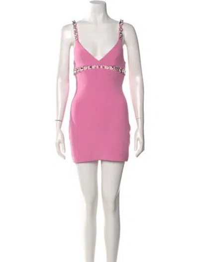Pre-owned Retroféte V-neck Mini Dress In Pink