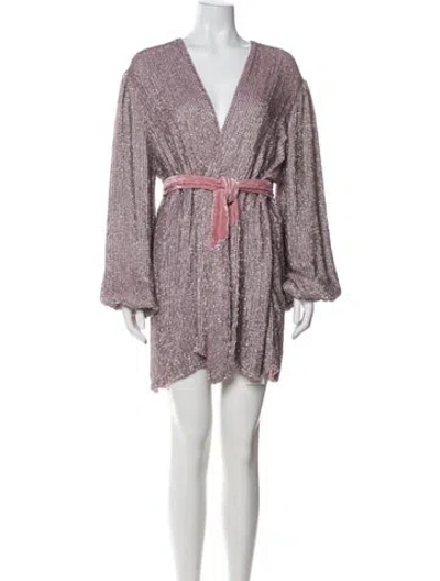 Pre-owned Retroféte V-neck Mini Dress In Pink
