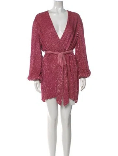 Pre-owned Retroféte V-neck Mini Dress In Pink