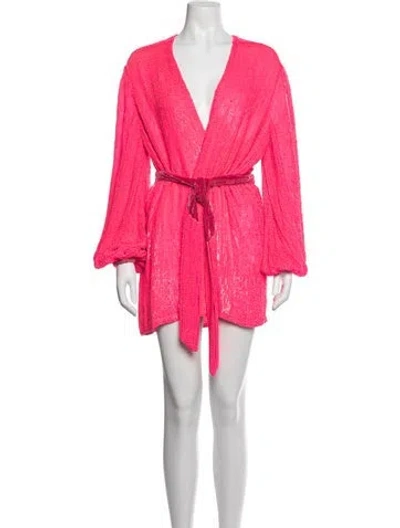Pre-owned Retroféte V-neck Mini Dress In Pink
