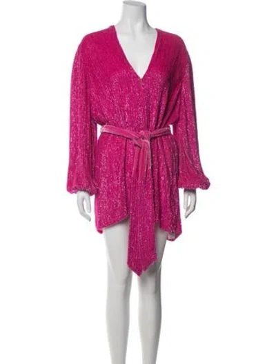 Pre-owned Retroféte V-neck Mini Dress In Pink