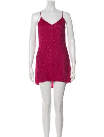 Pre-owned Retroféte V-neck Mini Dress In Pink