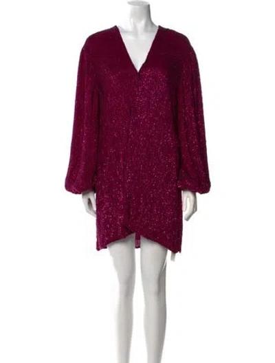 Pre-owned Retroféte V-neck Mini Dress In Purple