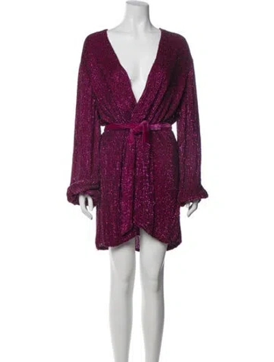 Pre-owned Retroféte V-neck Mini Dress In Purple