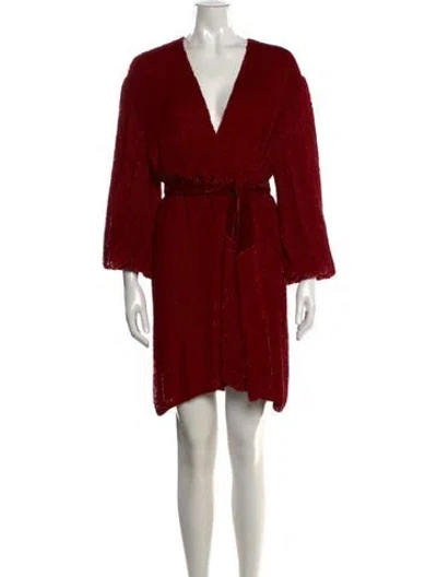 Pre-owned Retroféte V-neck Mini Dress In Red