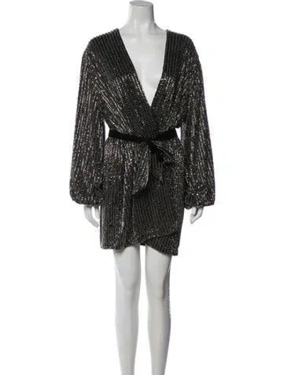Pre-owned Retroféte V-neck Mini Dress In Silver