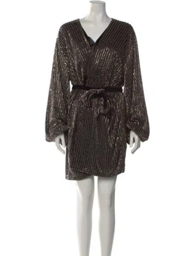 Pre-owned Retroféte V-neck Mini Dress In Silver