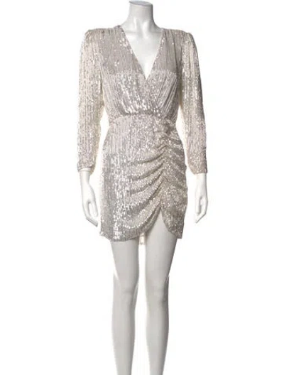 Pre-owned Retroféte V-neck Mini Dress In Silver/white