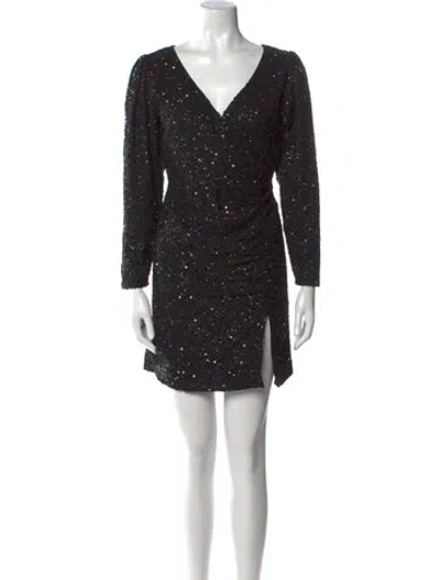 Pre-owned Retroféte V-neck Mini Dress W/ Tags In Black