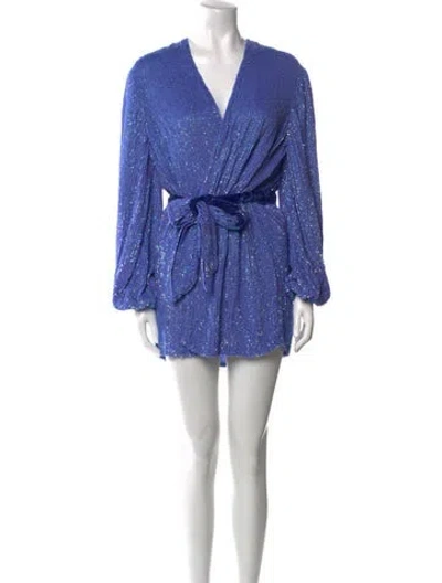 Pre-owned Retroféte V-neck Mini Dress W/ Tags In Blue